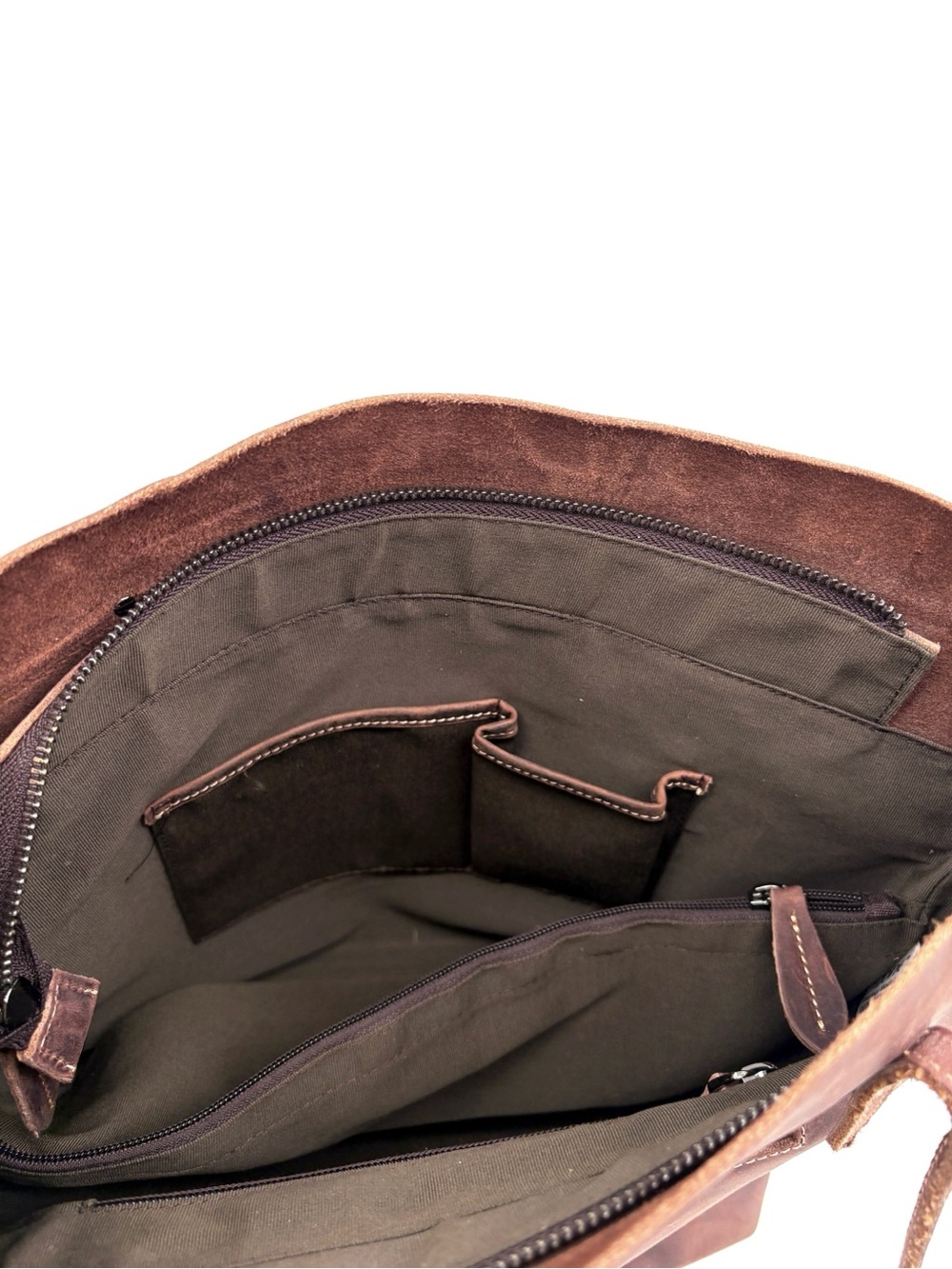 S-ZONE Brown Vintage Leather Work Tote Laptop Bag - Picture 15 of 16